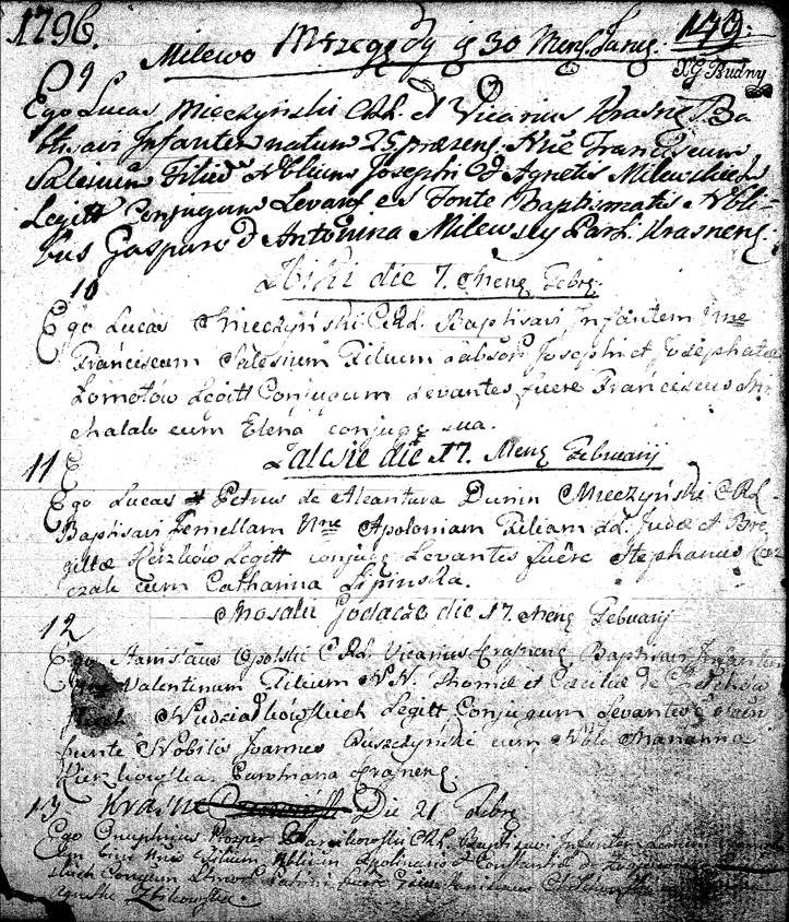 Baptismal Record for Walenty Niedzialkowski