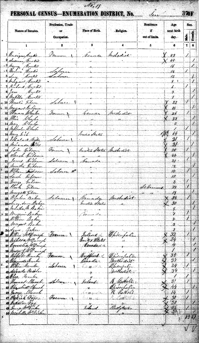 1851 census canada west middlesex co ekfried township part 2