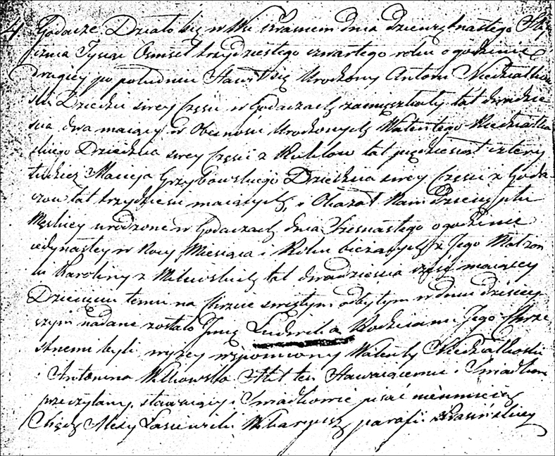 The Birth and Baptismal Record of Ludwik Niedzialkowkski - 1834