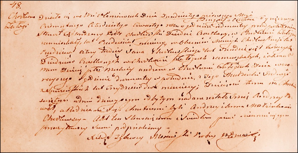 The Birth and Baptismal Record of Andrzej Paweł Chodkowski – 1844