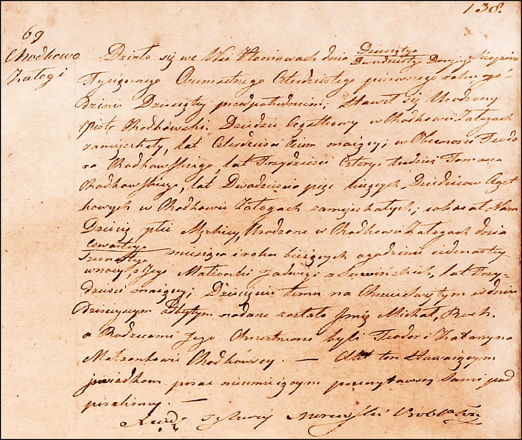 The Birth and Baptismal Record of Michał Roch Chodkowski - 1841