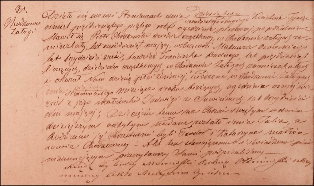 The Birth and Baptismal Record of Julia Chodkowska - 1855