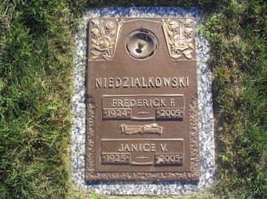 Burial Marker for Frederick and Janice Niedzialkowski