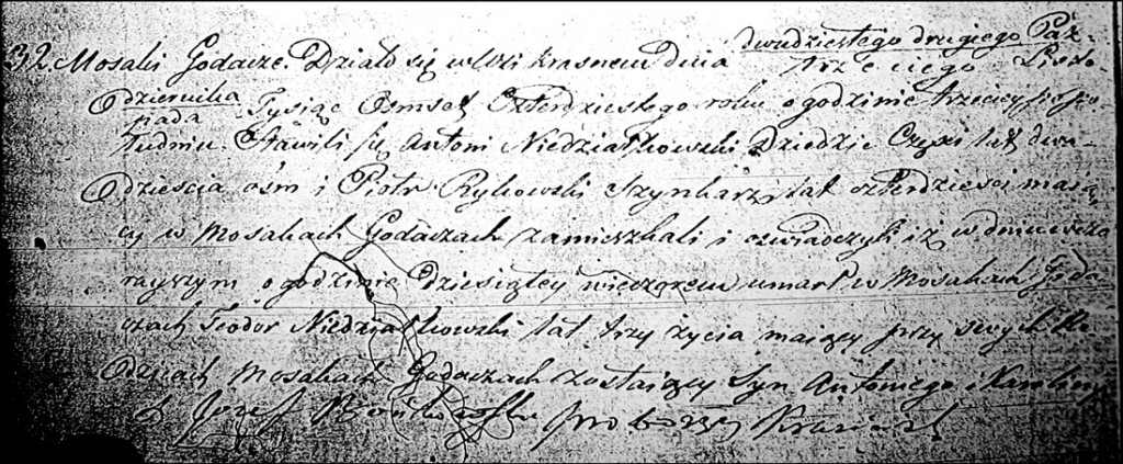 The Death and Burial Record of Teodor Niedziałkowski - 1840