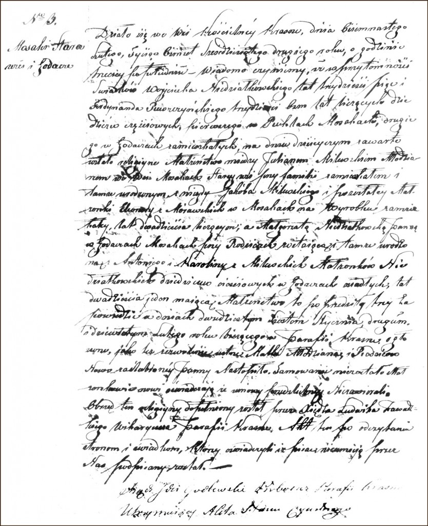 The Marriage Record of Julian Milewski and Małgorzata Niedziałkowska -1862