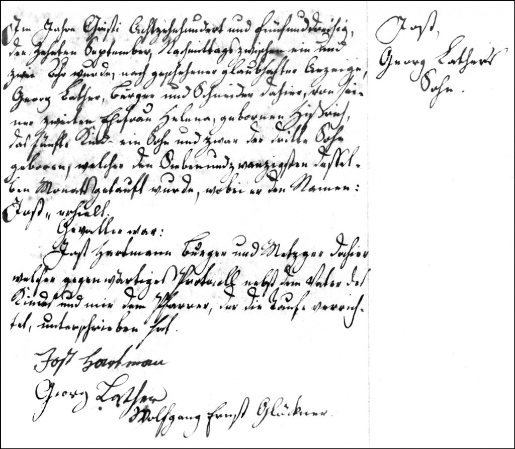 The Birth and Baptismal Record of Jost Lather - 1835