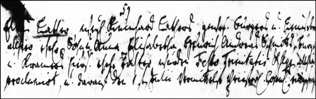 The Marriage Record of Elias Lather and Anna Elisabetha Schmidt - 1802