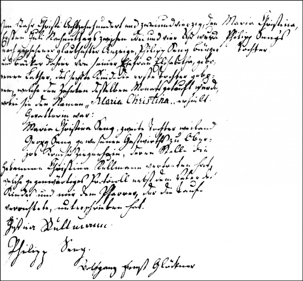 The Birth and Baptismal Record of Maria Christina Seng - 1842
