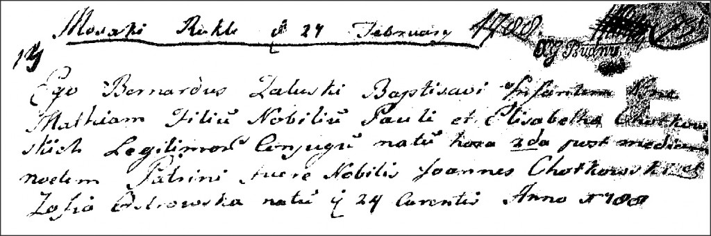 The Birth and Baptismal Record of Maciej Chodkowski - 1788