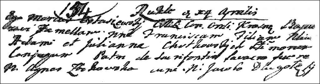 The Birth and Baptismal Record of Franciszka Chodkowska - 1767