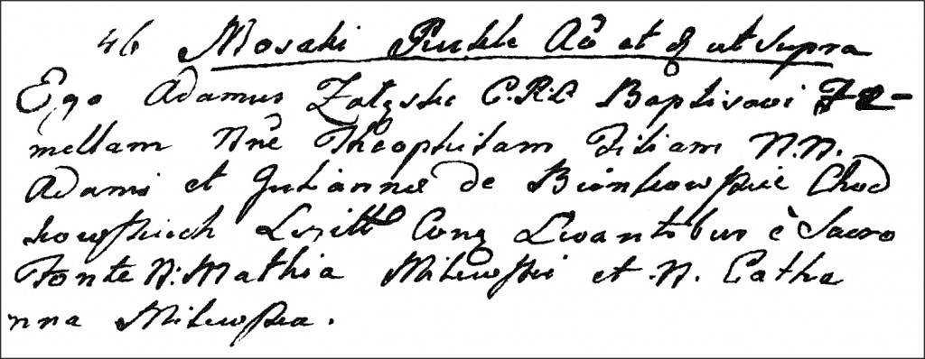 The Birth and Baptismal Record of Teofila Chodkowska - 1778