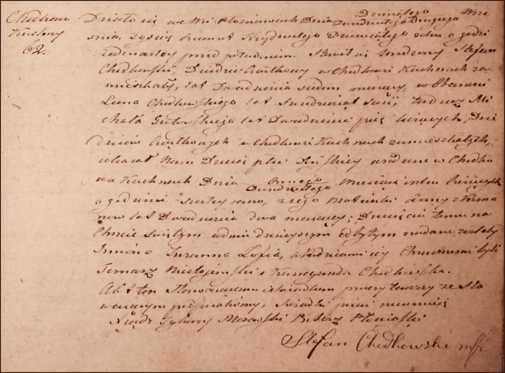The Birth and Baptismal Record of Zuzanna Zofia Chodkowska - 1839