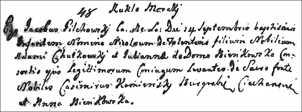 The Birth and Baptismal Record of Mikołaj Chodkowski - 1759