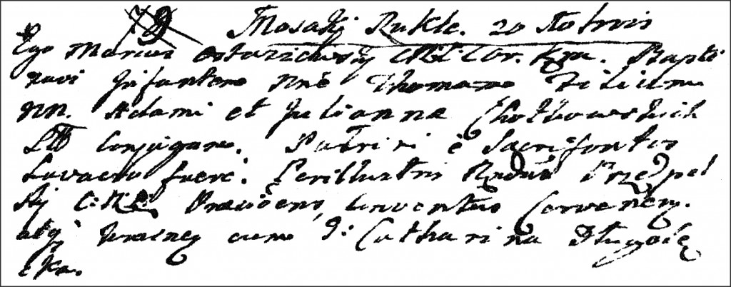 The Birth and Baptismal Record of Tomasz Chodkowski - 1768