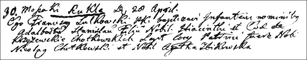 The Birth and Baptismal Record of Wojciech Stanisław Chodkowski - 1805