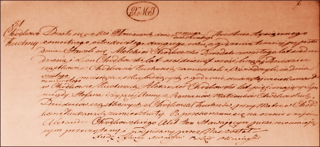 The Death and Burial Record of Aleksander Ignacy Chodkowski - 1842