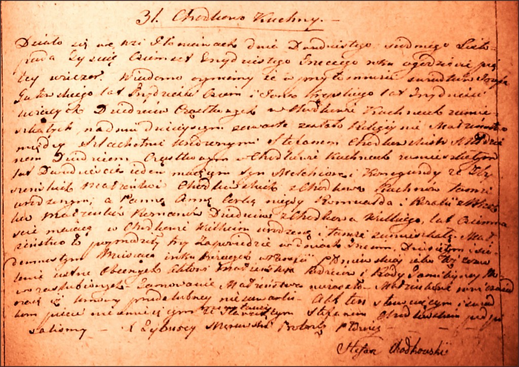 The Marriage Record of Stefan Chodkowski and Anna Roman - 1833
