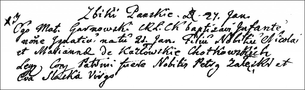 The Birth and Baptismal Record of Ignacy Chodkowski - 1804