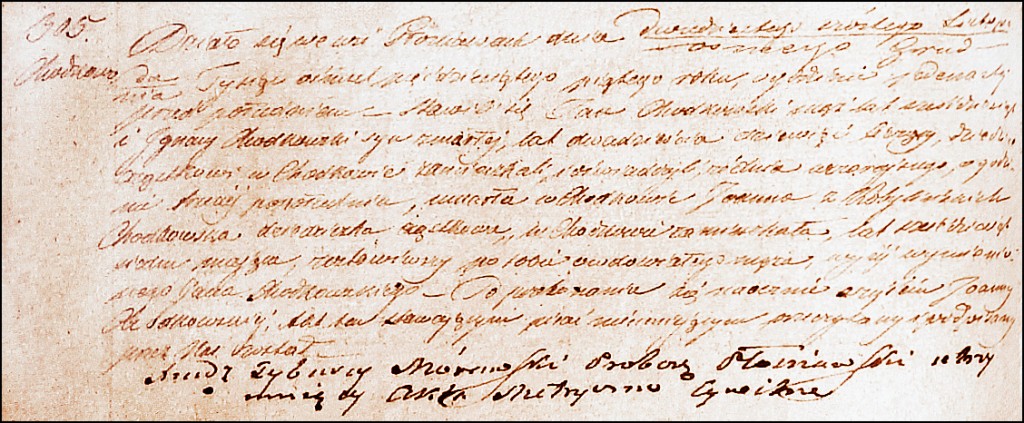 The Death and Burial Record of Joanna née Kobylińska Chodkowska - 1855