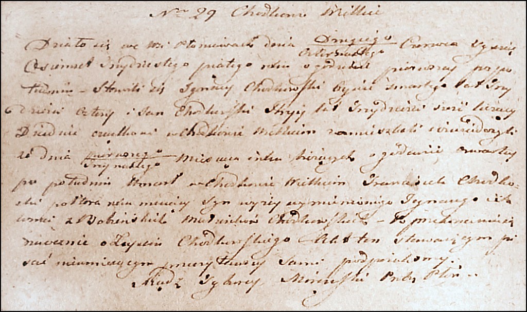 The Death and Burial Record of Franciszek Józef Chodkowski - 1835