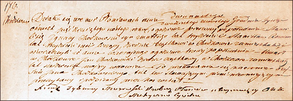 The Death and Burial Record of Jan Chodkowski - 1756