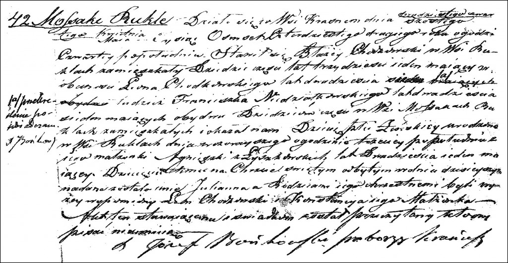 The Birth and Baptismal Record of Julianna Chodkowska - 1842