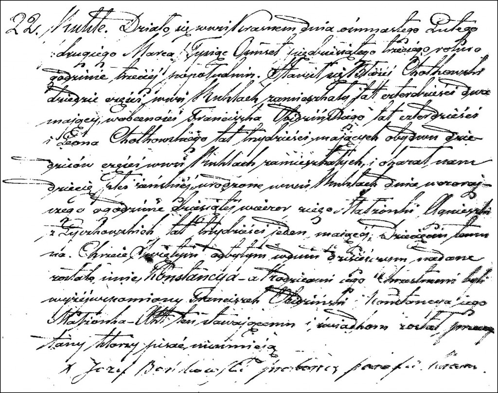 The Birth and Baptismal Record of Konstancja Chodkowska - 1853