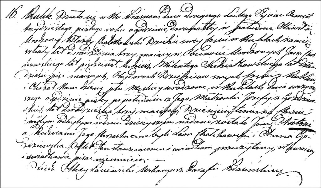 The Birth and Baptismal Record of Antoni Chodkowski - 1835