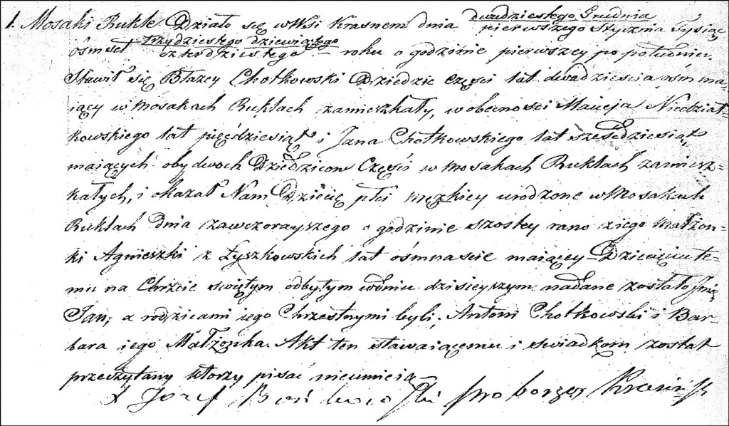 The Birth and Baptism of Jan Chodkowski - 1839