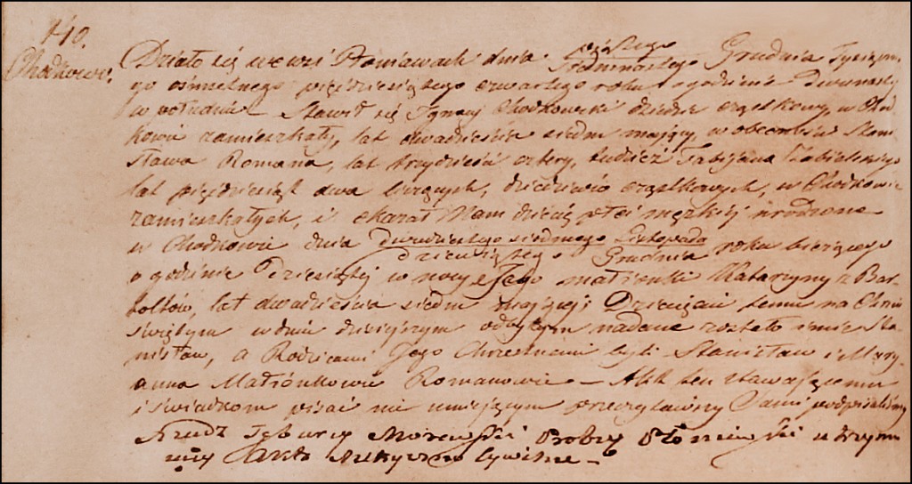 The Birth and Baptismal Record of Stanisław Chodkowski - 1854
