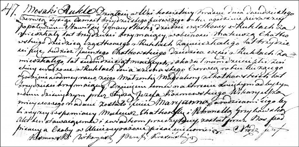 The Birth and Baptismal Record of Marianna Ślaska - 1831