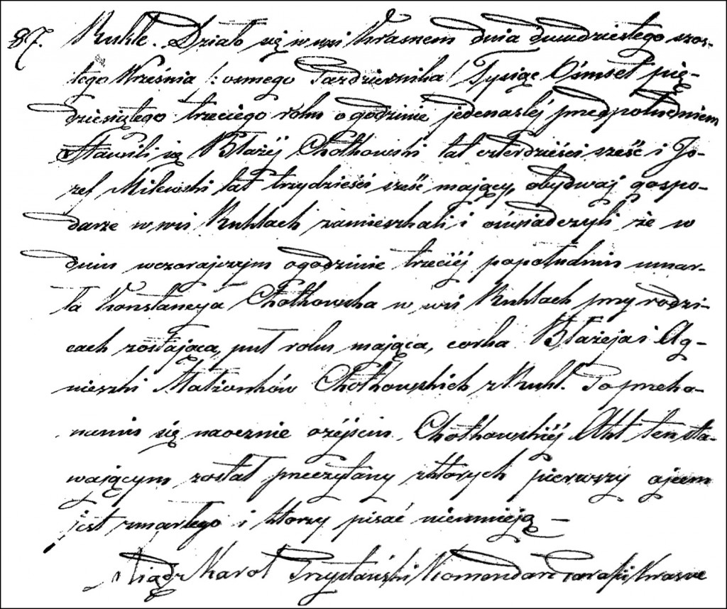The Death and Burial Record of Konstancja Chodkowska - 1853