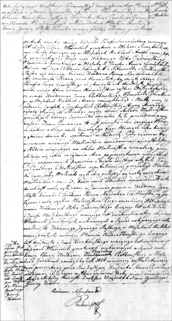 The Marriage Record of Ignacy Ślaski and Magdalena Chodkowska - 1817