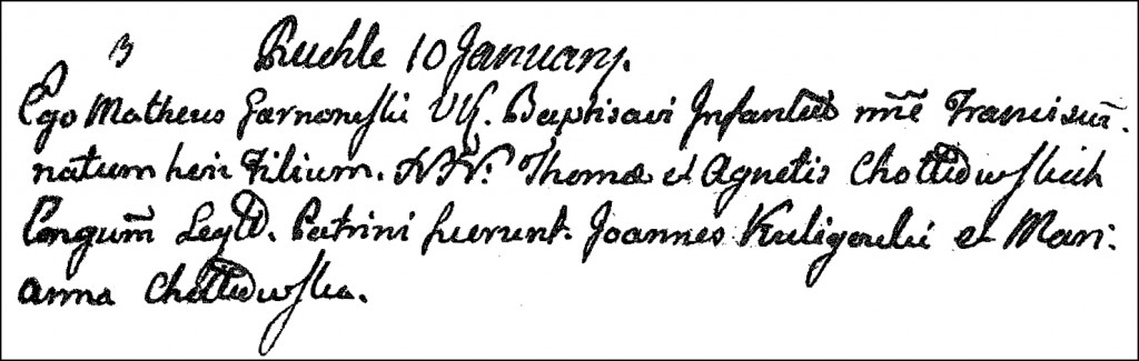 The Birth and Baptismal Record of Franciszek Chodkowski - 1802