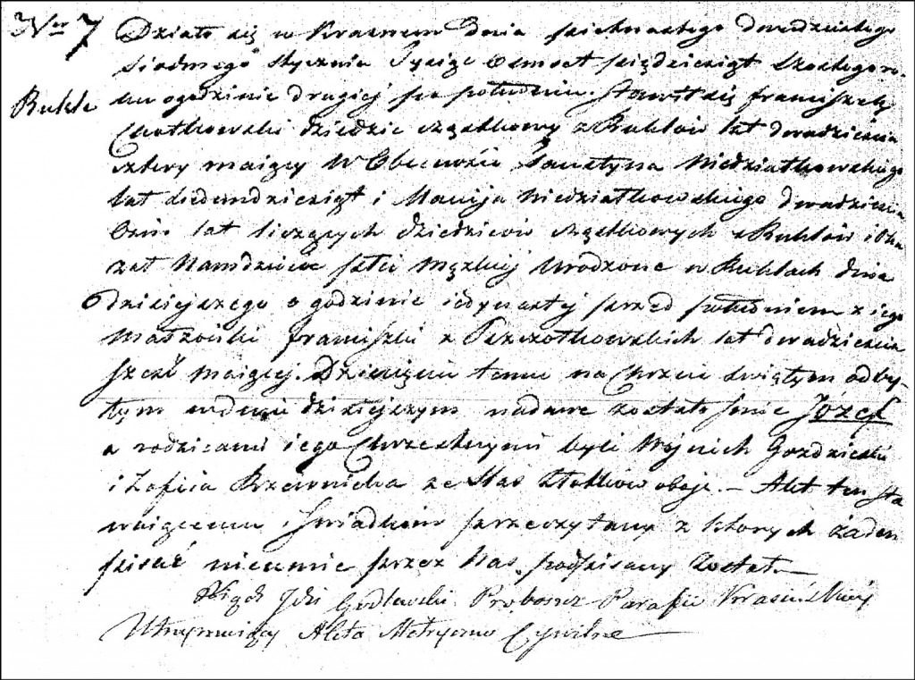 The Birth and Baptismal Record of Józef Chodkowski - 1856