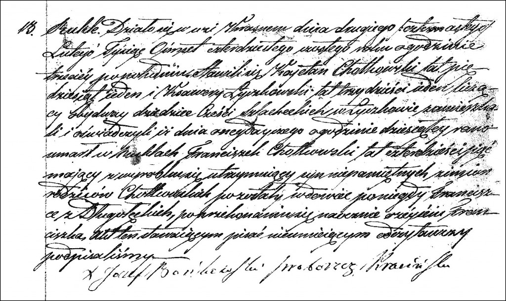 The Death and Burial Record of Franciszek Chodkowski - 1846