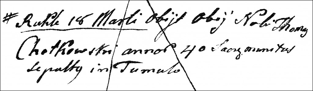 The Death and Burial Record of Tomasz Chodkowski - 1808