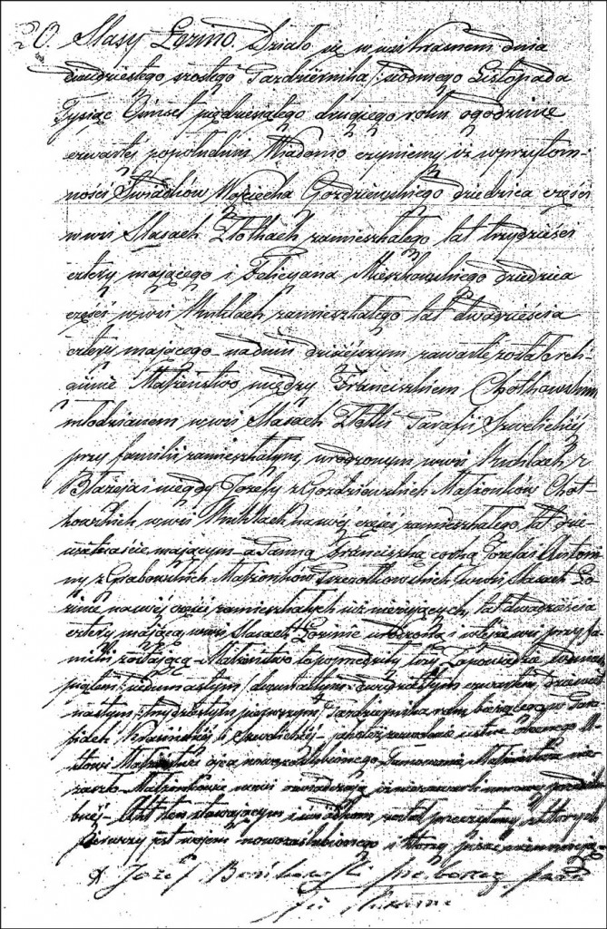 The Marriage Record of Franciszek Chodkowski and Franciszka Pszczółkowska - 1852