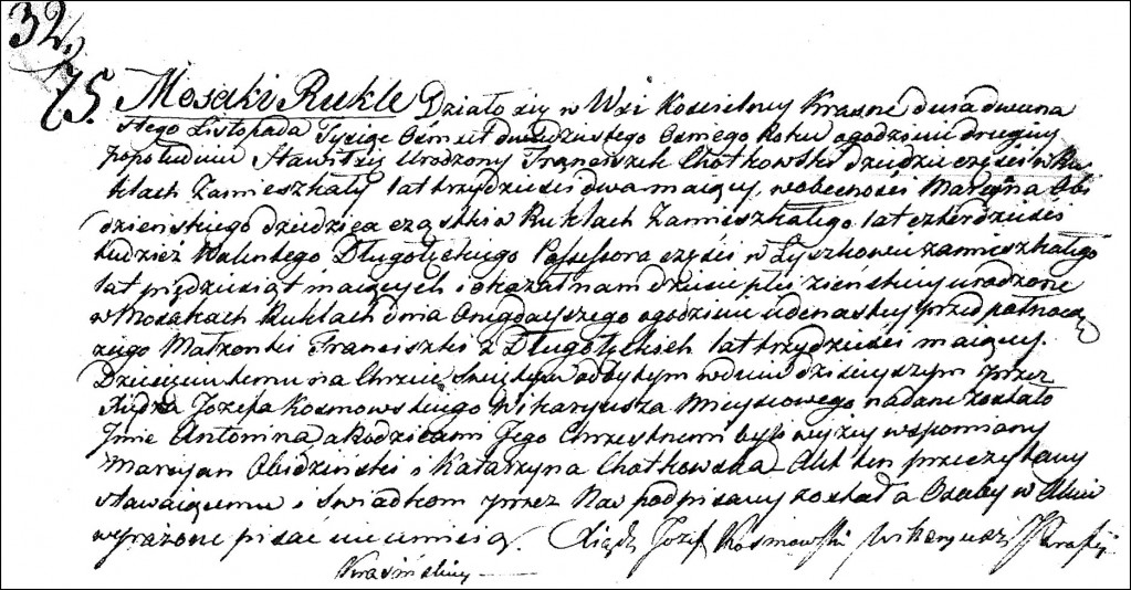 The Birth and Baptismal Record of Antonina Chodkowska - 1828