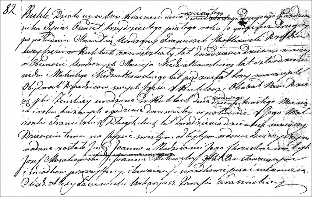 The Birth and Baptismal Record of Joanna Chodkowska - 1835