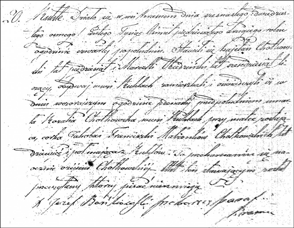 The Death and Burial Record of Rozalia Chodkowska - 1852