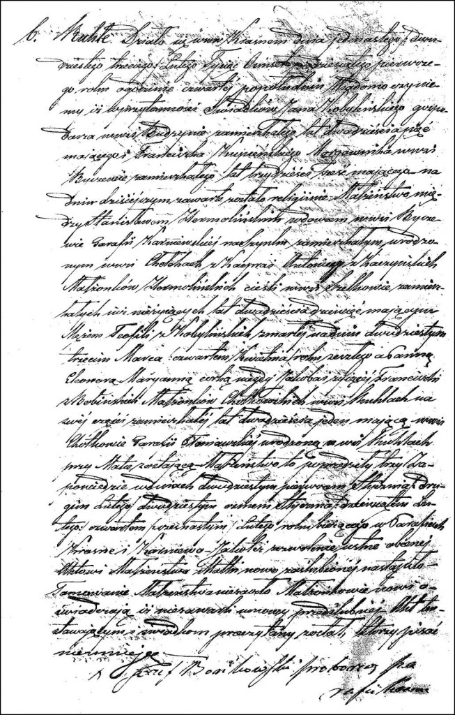 The Marriage Record of Stanisław Hermolinski and Eleonora Marianna Chodkowska - 1851