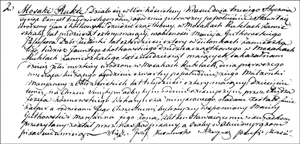 The Birth and Baptismal Record of Kacper Chodkowski - 1830