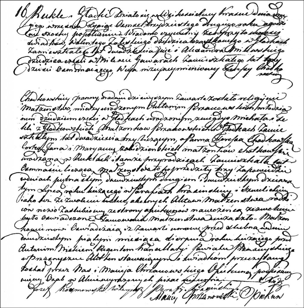 The Marriage Record of Antoni Perzanowski and Teresa Chodkowska -1832