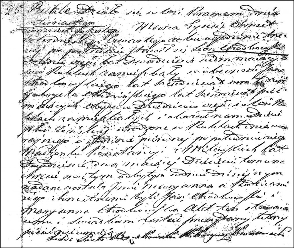 The Birth and Baptismal Record of Marianna Chodkowska - 1844