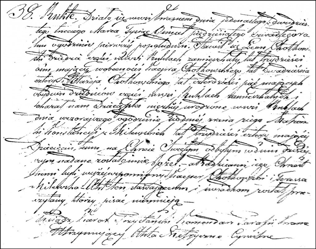 The Birth and Baptismal Record of Józef Chodkowski - 1854