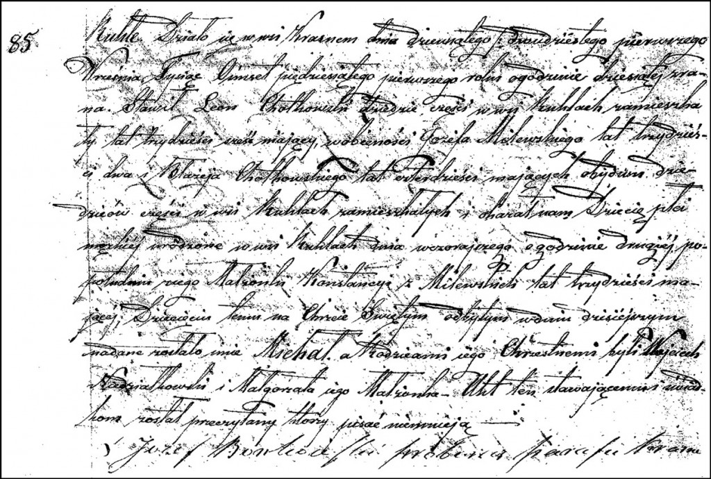 The Birth and Baptismal Record of Michał Chodkowski - 1851