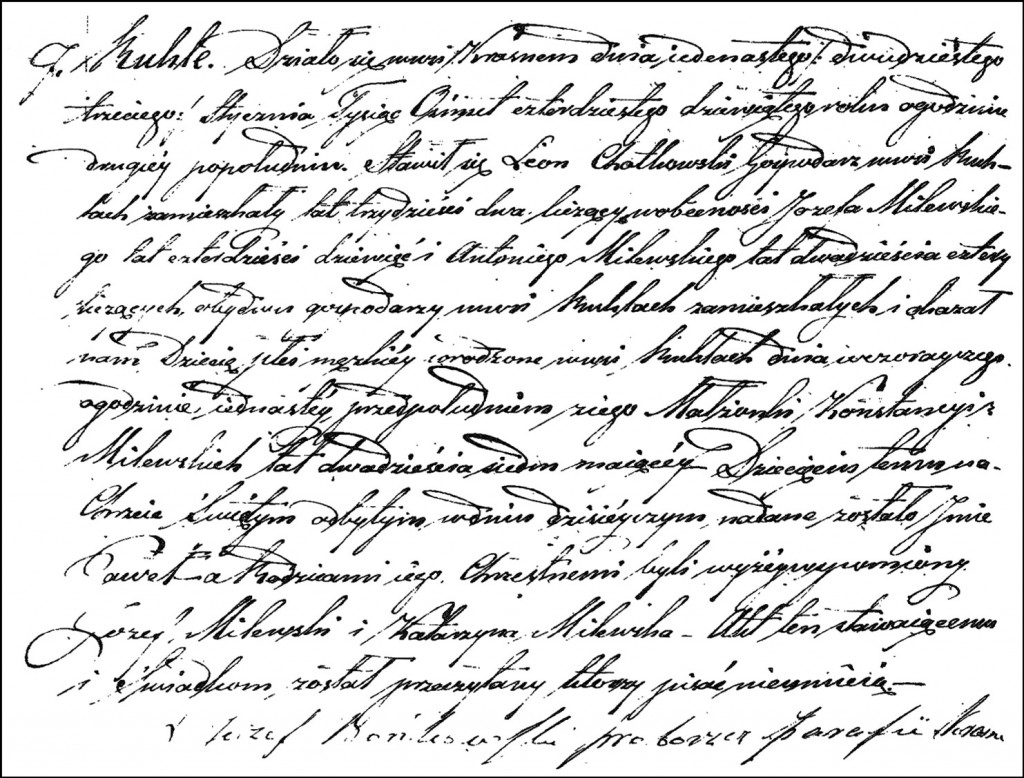 The Birth and Baptismal Record of Paweł Chodkowski - 1849