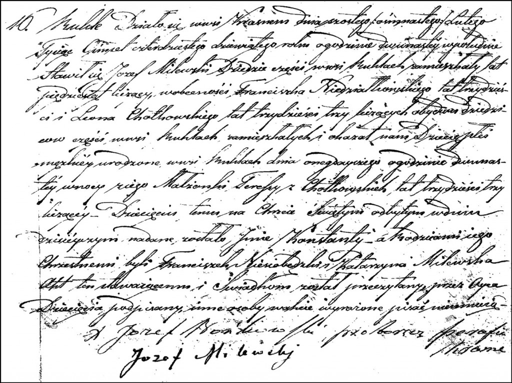 The Birth and Baptismal Record of Konstanty Milewski - 1849