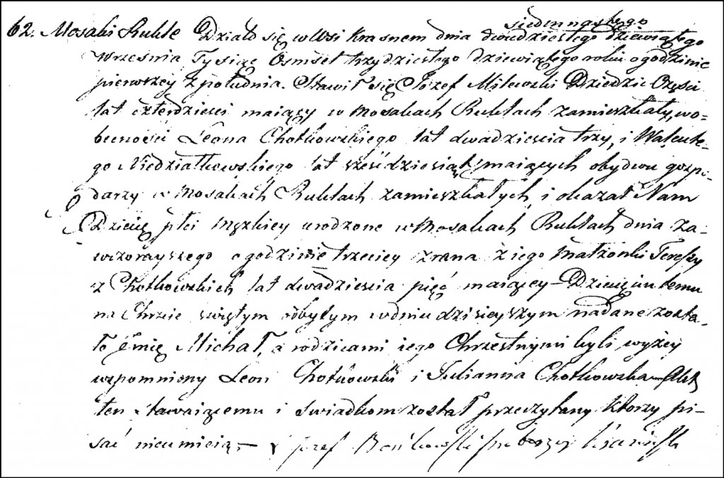 The Birth and Baptismal Record of Michał Milewski - 1839